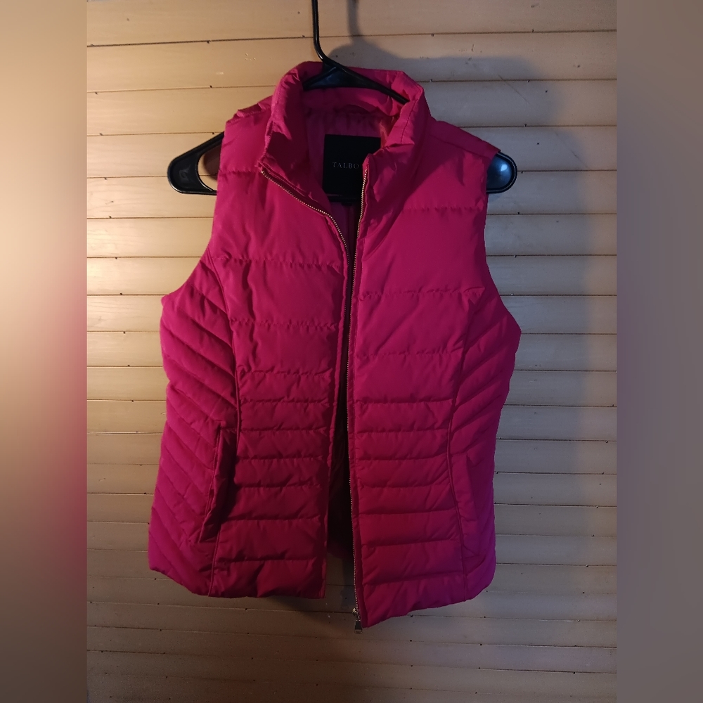 Talbots pink puffer vest